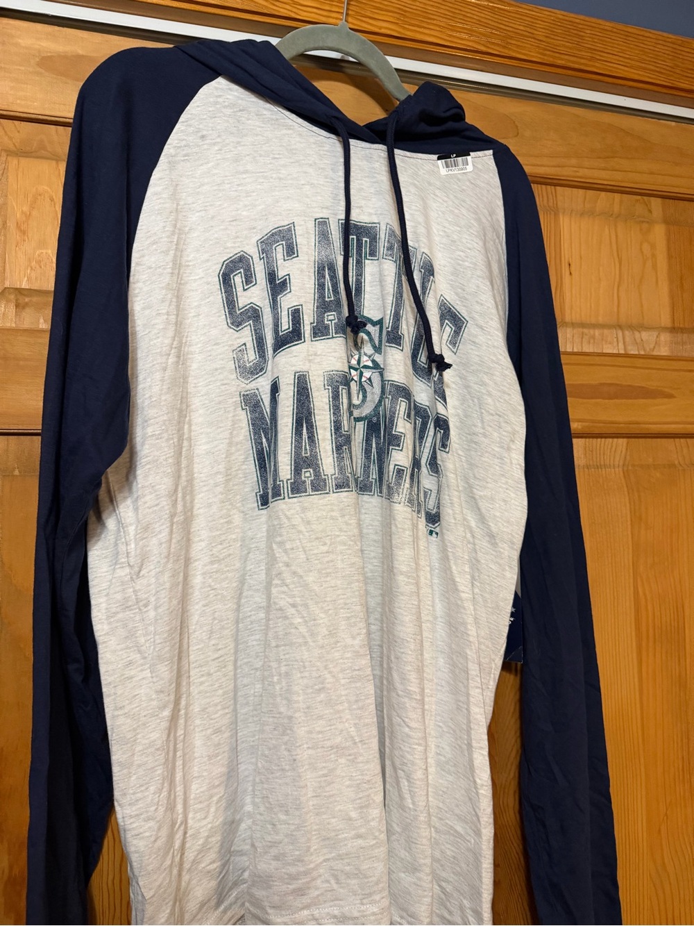 MLB Seattle Mariners Long Sleeve Hooded Tee - Navy & White